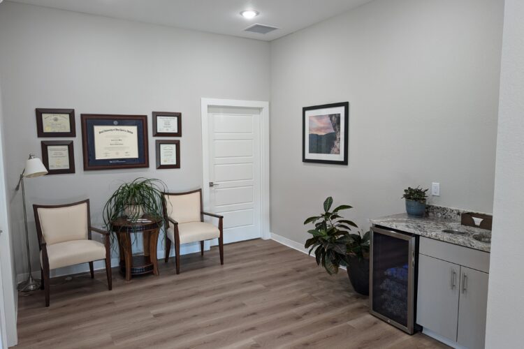 Cole White Dental refreshment area.